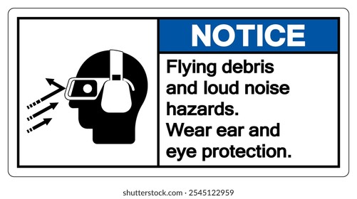 Aviso Símbolo Flying Debris, Ilustração de vetor, Isolar no fundo branco Label.EPS10