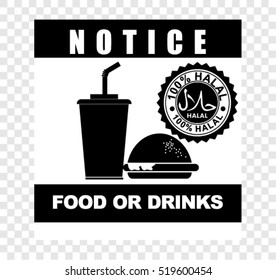 notice, food or drinks, vector sticker