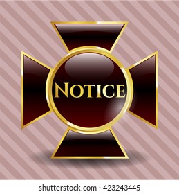 Notice gold emblem