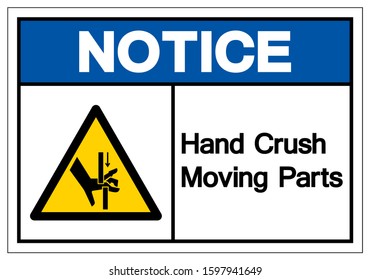 Notice Hand Crush Moving Parts Symbol Sign, Vector Illustration, Isolate On White Background Label .EPS10