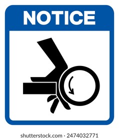 Notice Hand Crush Roller Pinch Point Symbol Sign, Vector Illustration, Isolate On White Background Label .EPS10