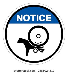Notice Hand Entangle Rollers Symbol Sign, Vector Illustration, Isolate On White Background Label.EPS10