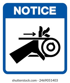 Notice Hand Entanglement Belt Drive Symbol Sign, Vector Illustration, Isolate On White Background Label .EPS10