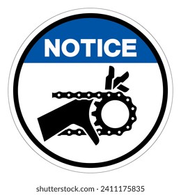 Notice Hand Entanglement Chain Drive Symbol Sign, Vector Illustration, Isolate On White Background Label .EPS10