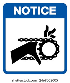 Notice Hand Entanglement Chain Drive Symbol Sign, Vector Illustration, Isolate On White Background Label .EPS10