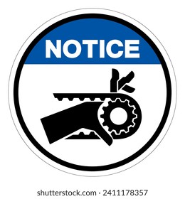 Notice Hand Entanglement Notched Belt Drive Symbol Sign, Vector Illustration, Isolate On White Background Label .EPS10