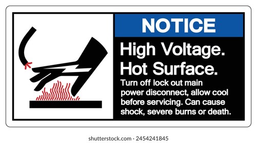 Notice High Voltage Hot Surface Symbol Sign, Vector Illustration, Isolate On White Background Label .EPS10