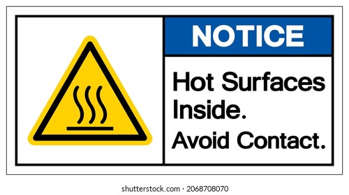 Notice Hot Surfaces Inside Avoid Contact Symbol Sign, Vector Illustration, Isolate On White Background Label .EPS10