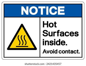 Notice Hot Surfaces Inside Symbol Sign, Vector Illustration, Isolate On White Background Label .EPS10