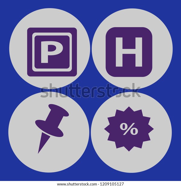 notice icon. notice vector icons set\
hospital sign, parking sign, discount tag and push\
pin