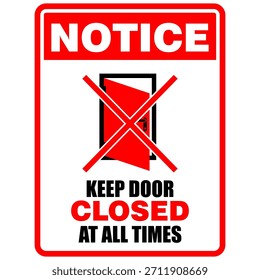 Aviso, mantener la puerta cerrada en todo momento, firmar el Vector