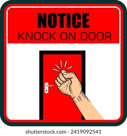 Notice, Knock on door, sticker vector
