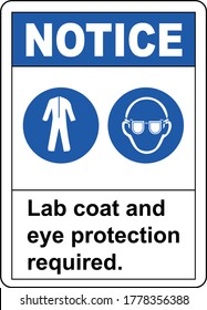 Notice Lab Coat Eye Protection Required Sign