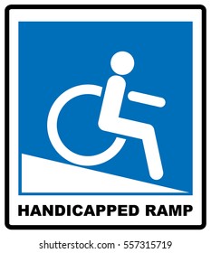 Notice label. Vector illustration. Disabled Handicap Icon in blue circle isolated on white. Vector sign for public places and auto.