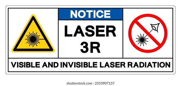 Notice Laser 3R Visible And Invisible Laser Radiation Symbol Sign ,Vector Illustration, Isolate On White Background Label.EPS10