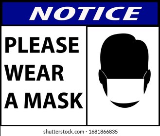 Notice Or Mandatory Sign,for Wear A Mask
