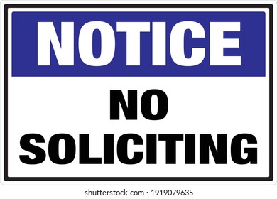 Notice No Soliciting Sign Blue Black Stock Vector (Royalty Free ...