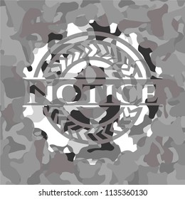 Notice on grey camo pattern