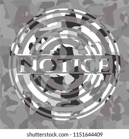 Notice on grey camo pattern