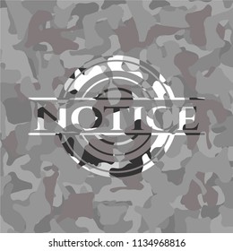 Notice on grey camouflage pattern