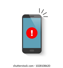 Notice on the smartphone screen. Vector illustration in flat style.