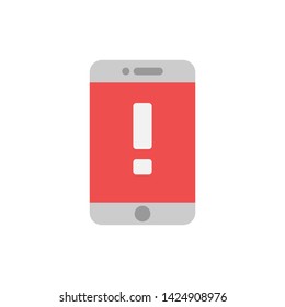 notice on the smartphone screen vector icon. Alert, warning, virus, eror