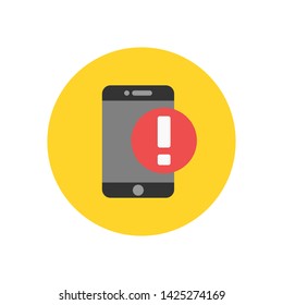 notice on the smartphone screen vector icon. Alert, warning, virus, eror