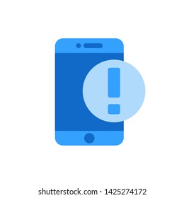 notice on the smartphone screen vector icon. Alert, warning, virus, eror