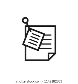 notice paper with push pin icon in trendy flat design 