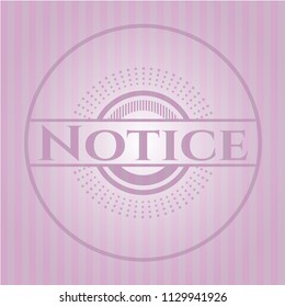 Notice pink emblem