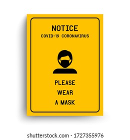 Hinweis Bitte tragen Sie eine Maske vermeiden COVID-19 Coronavirus.