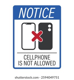 Notice prohibition sign showing "no mobile phone use or carrying" symbol, indicating restriction on mobile phone usage