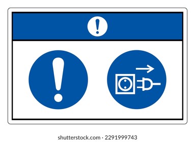 Beachten Sie das Symbol-Sign-Plug-In, Vektorgrafik, einzeln auf weißem Hintergrund. EPS10 