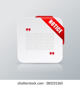 Notice quote text paper card, vector illustration on grey background