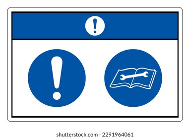 Notice Read Technical Manual Symbol Sign,Vector Illustration, Isolated On White Background Label. EPS10 