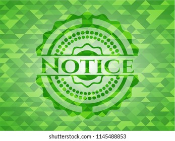 Notice realistic green emblem. Mosaic background