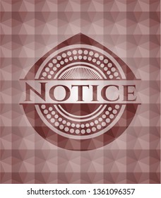 Notice red seamless geometric badge.