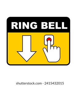 señal de timbre de anillo de aviso con tema negro y amarillo imprimible con ilustración de mano táctil