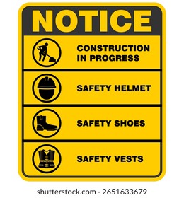 Notice, safety first, sign vector