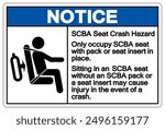 Notice SCBA Seat Crash Hazard Symbol Sign, Vector Illustration, Isolate On White Background Label.EPS10