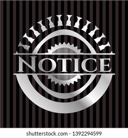 Notice silvery emblem or badge. Vector Illustration. Mosaic.