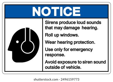 Notice Sirens Protection Loud Sounds Protection Symbol Sign, Vector Illustration, Isolated On White Background Label.EPS10