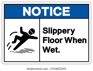 Achten Sie auf rutschigen Boden, wenn nasses Symbol Zeichen, Vektorgrafik, isolieren auf weißem Hintergrund Etikett. EPS10