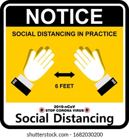 Notice, social distancing in practice, poster vector