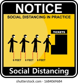notice, social distancing in practice, poster and baner 