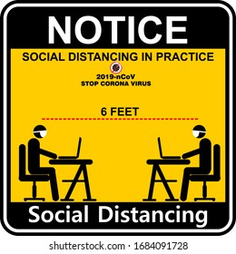 Notice, social distancing in practice,  poster vector