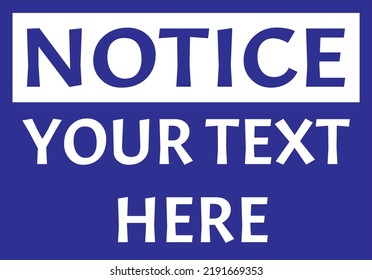 Notice Template Design Blue White Colors Stock Vector (Royalty Free ...