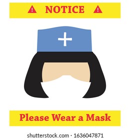 Notice text please wear a mask if you're coughing or sneezing.  2019 novel coronavirus illustration. Can use for print, template, icon, presentation, banner, poster, wallpaper