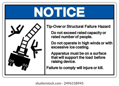 Notice Tip-Over Or Structural Failure Hazard Symbol Sign, Vector Illustration, Isolate On White Background Label.EPS10