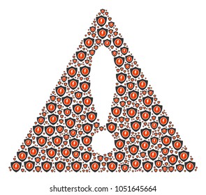 Notice Triangle Sign collage composed of electric guard icons. Vector electric guard pictograms are united into conceptual danger symbol illustration.